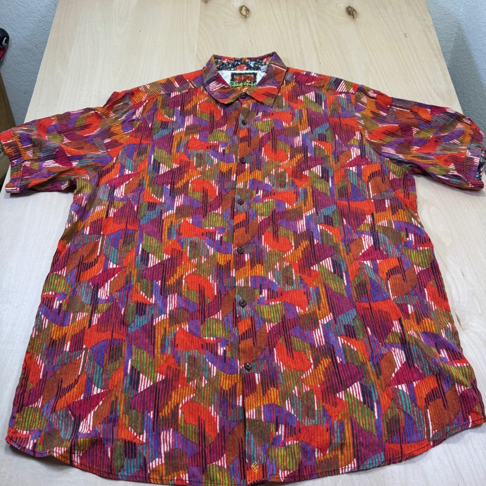 Robert Graham Gallagher 2XLT Colorful Abstract Print‎ Short Sleeve Button Up